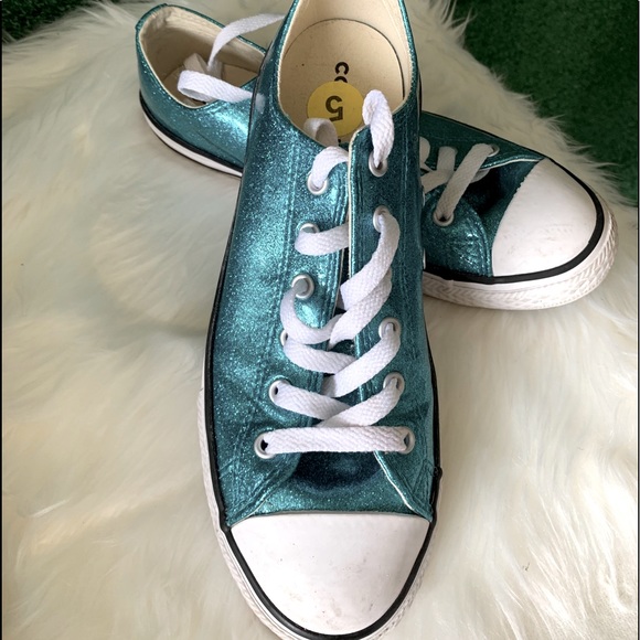 teal glitter converse